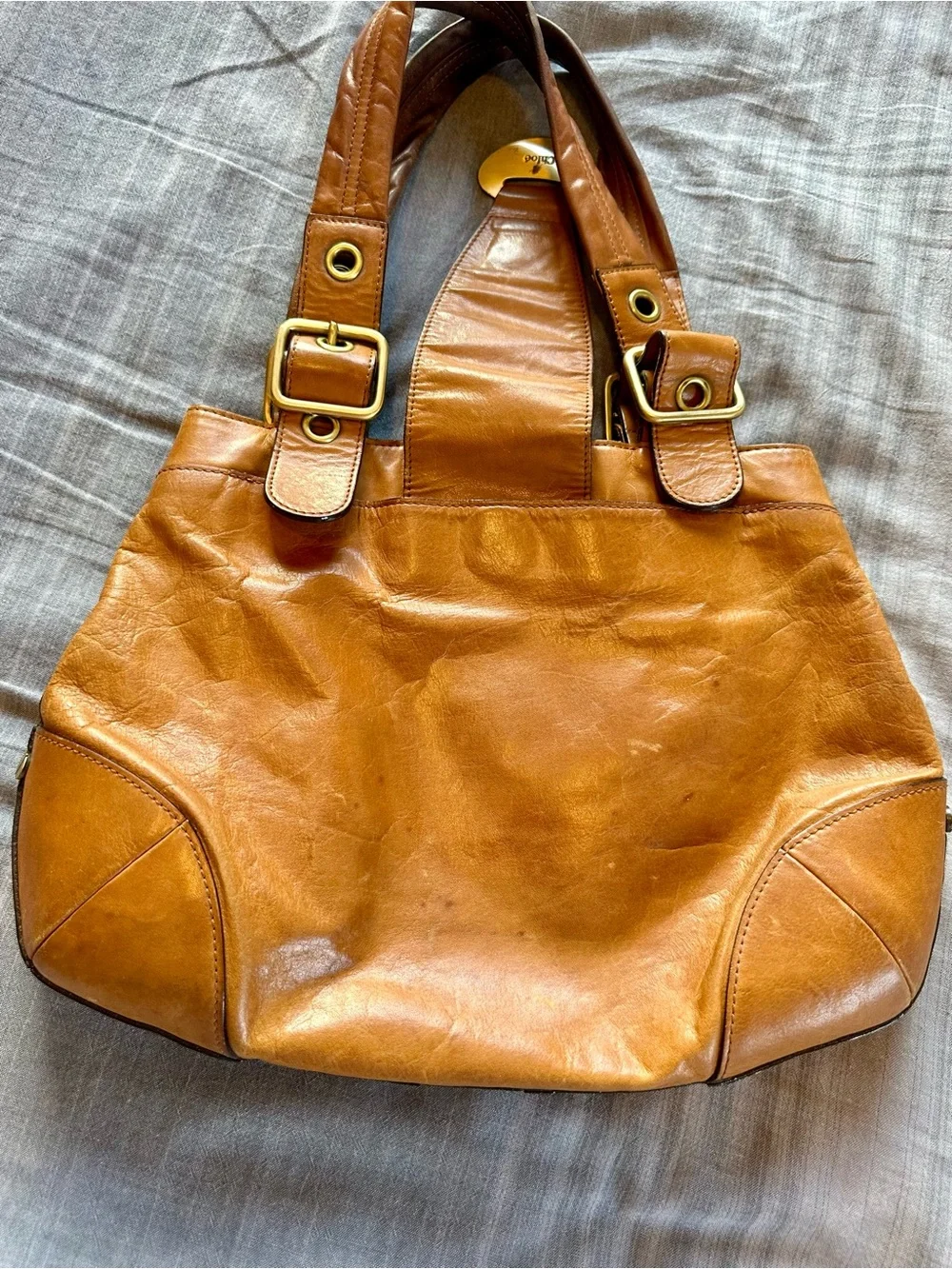 Chloe Cognac Leather Shoulder Bag with Gold Hardware